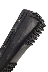 کفش لوفر زنانه مشکی چرمی ریشه‌دار دری مد