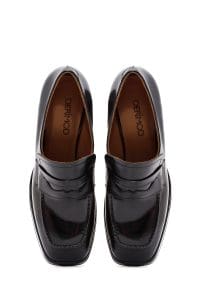 کفش لوفر زنانه مشکی چرمی پاشنه بلند دری مد