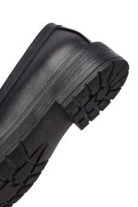 کفش لوفر زنانه مشکی چرمی پاشنه ضخیم دری مد