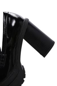 کفش لوفر زنانه مشکی چرمی پاشنه ضخیم دری مد