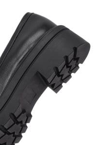 کفش لوفر زنانه مشکی چرمی پاشنه لژدار دری مد