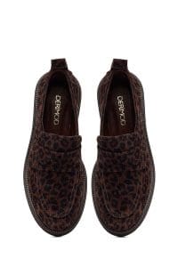 کفش لوفر زنانه پلنگی جیر دری مد