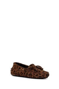 کفش لوفر زنانه پلنگی جیر پاپیون دری مد