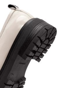 کفش لوفر زنانه کرم چرمی پاشنه لژدار دری مد