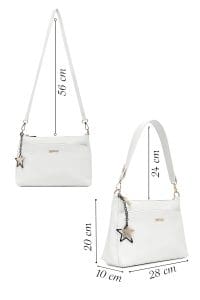 کیف زنانه دستی سفید بند بلند با اکسسوری دری مد