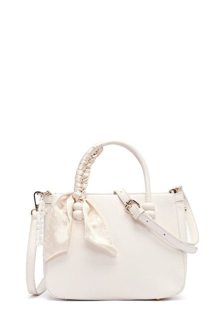 کیف زنانه دستی سفید بند بلند با اکسسوری دری مد