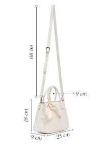 کیف زنانه دستی سفید بند بلند با اکسسوری دری مد