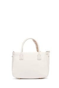 کیف زنانه دستی سفید بند بلند با اکسسوری دری مد