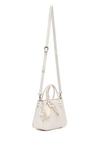 کیف زنانه دستی سفید بند بلند با اکسسوری دری مد