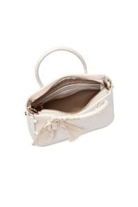 کیف زنانه دستی سفید بند بلند با اکسسوری دری مد