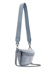 کیف زنانه کراس بادی آبی نگین‌دار دوشی بلند دری مد