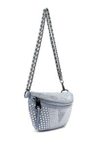 کیف زنانه کراس بادی آبی نگین‌دار دوشی بلند دری مد