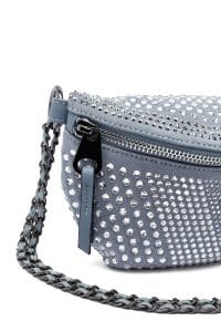 کیف زنانه کراس بادی آبی نگین‌دار دوشی بلند دری مد