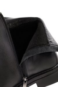 بوت زنانه چرمی مشکی زیپ دار دری مد