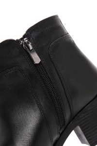 بوت زنانه چرمی مشکی پاشنه ضخیم زیپ دار دری مد