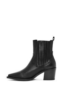 بوت کابوی زنانه چرمی مشکی پاشنه ضخیم دری مد