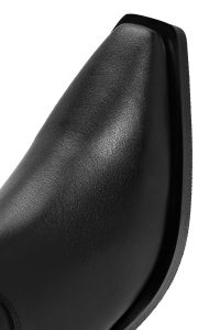 بوت کابوی زنانه چرمی مشکی پاشنه ضخیم دری مد