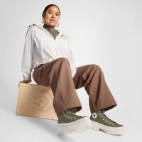 بوت کانورس آل‌استار Chuck Taylor All Star Lugged Heel سبز زنانه چرم لژدار ضدآب