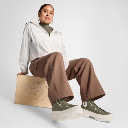 بوت کانورس آل‌استار Chuck Taylor All Star Lugged Heel سبز زنانه چرم لژدار ضدآب