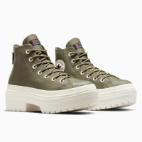 بوت کانورس آل‌استار Chuck Taylor All Star Lugged Heel سبز زنانه چرم لژدار ضدآب