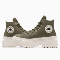 بوت کانورس آل‌استار Chuck Taylor All Star Lugged Heel سبز زنانه چرم لژدار ضدآب