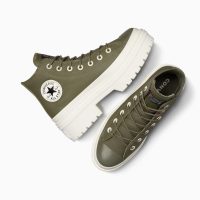 بوت کانورس آل‌استار Chuck Taylor All Star Lugged Heel سبز زنانه چرم لژدار ضدآب
