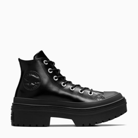 بوت کانورس آل‌استار Chuck Taylor All Star Lugged Heel مشکی زنانه چرم لژدار