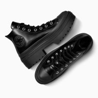 بوت کانورس آل‌استار Chuck Taylor All Star Lugged Heel مشکی زنانه چرم لژدار