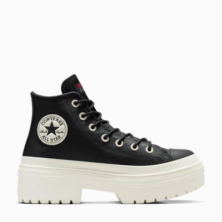 بوت کانورس آل‌استار Chuck Taylor All Star Lugged Heel مشکی زنانه چرم لژدار ضدآب
