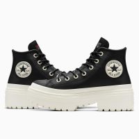 بوت کانورس آل‌استار Chuck Taylor All Star Lugged Heel مشکی زنانه چرم لژدار ضدآب