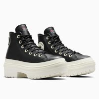 بوت کانورس آل‌استار Chuck Taylor All Star Lugged Heel مشکی زنانه چرم لژدار ضدآب