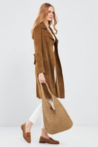 ژاکت چرم جیر شتریی زنانه ساردینیا دری مد