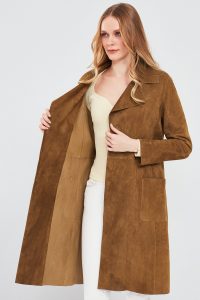 ژاکت چرم جیر شتریی زنانه ساردینیا دری مد