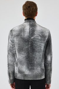 کاپشن اسپرت چرم طوسی نبوک مردانه کاررا دری مد