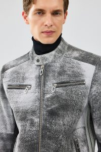 کاپشن اسپرت چرم طوسی نبوک مردانه کاررا دری مد