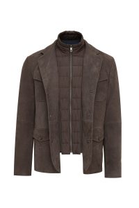 کاپشن چرمی مردانه قهوه‌ای نبوک Sacramento دری مد