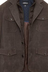 کاپشن چرمی مردانه قهوه‌ای نبوک Sacramento دری مد