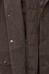 کاپشن چرمی مردانه قهوه‌ای نبوک Sacramento دری مد