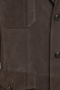 کاپشن چرمی مردانه قهوه‌ای نبوک Sacramento دری مد