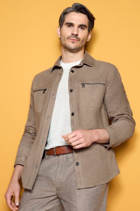 کت جیر مردانه رنگ بژ Kroos دری مد