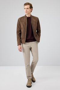 کت جیر مردانه رنگ قهوه‌ای یقه دیپلمات جذب Neymar دری مد