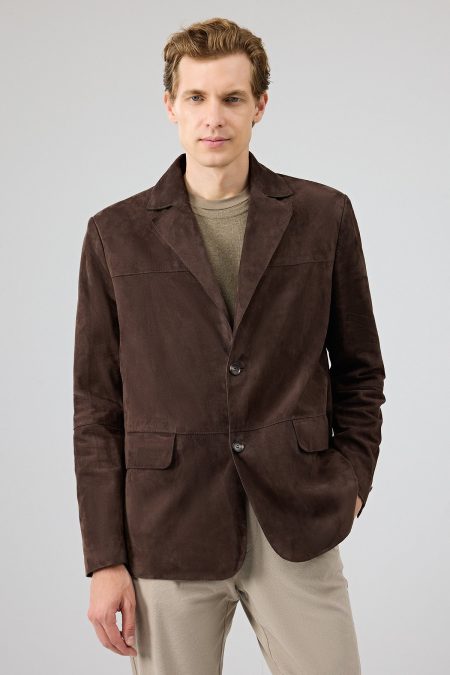 کت جیر مردانه قهوه‌ای Blazer Rodrygo دری مد