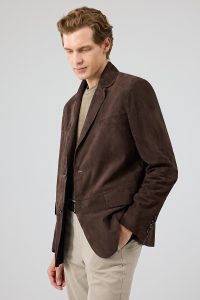 کت جیر مردانه قهوه‌ای Blazer Rodrygo دری مد