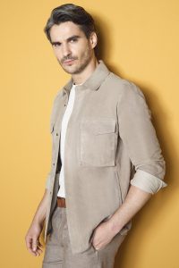 کت چرم جیر مدل پیراهن بژ مردانه ناواس دری مد