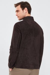 کت چرم دو رو جیر قهوه ای مردانه Clint دری مد