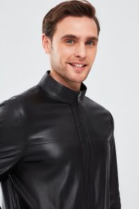 کت چرم دو رو جیر قهوه ای مردانه Clint دری مد