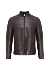 کت چرم دو رو جیر قهوه ای مردانه Clint دری مد