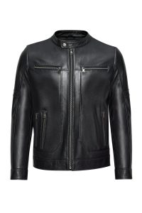 کت چرم یقه استند مشکی مردانه پاتریک دری مد