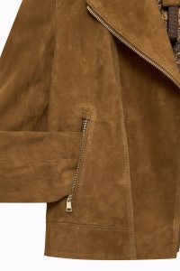 کت چرمی زنانه شتری بایکر جیر Alba دری مد