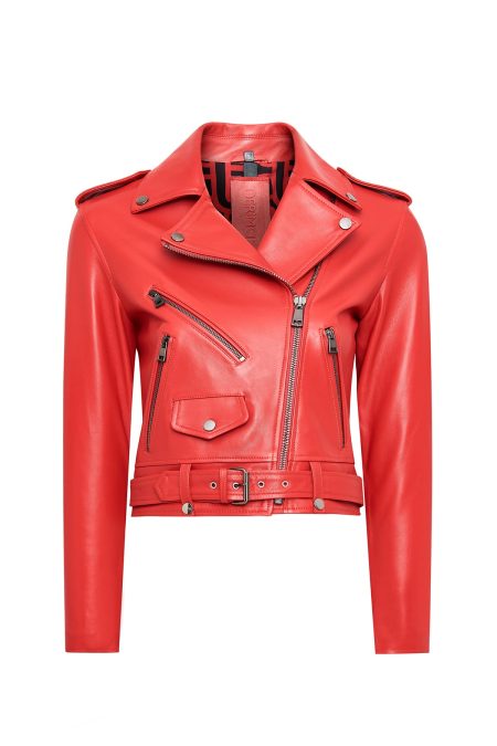 کت چرمی زنانه قرمز بایکر جذب Newage دری مد